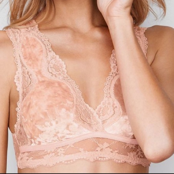 🧁 EUC Victoria's Secret Ladie's Dream Angels Crushed Velour/Lace Bralette, XS - Picture 2 of 13
